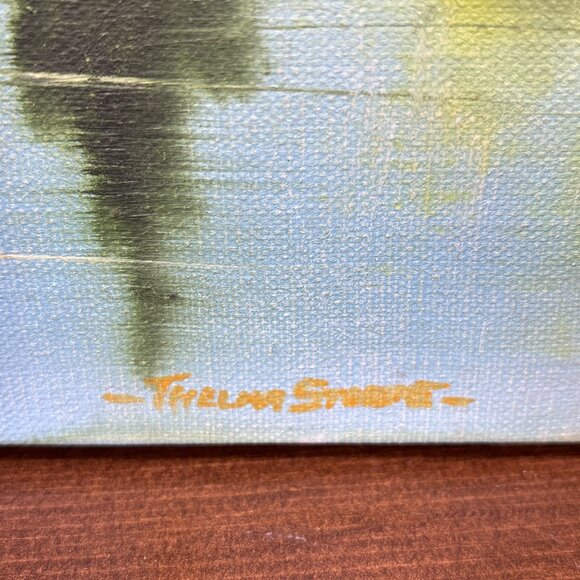 Vintage Thelma Stobie Oil Painting Lake & Mountain Landscape Canadian Nature Art - Picture 2 of 12